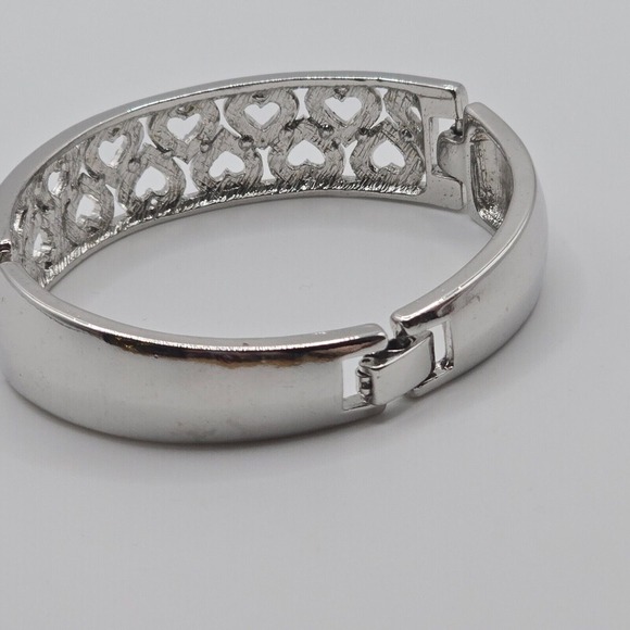 Rhinestone Heart Clusters Silver Tone‎ Bracelet Womens Jewelry - Picture 4 of 9